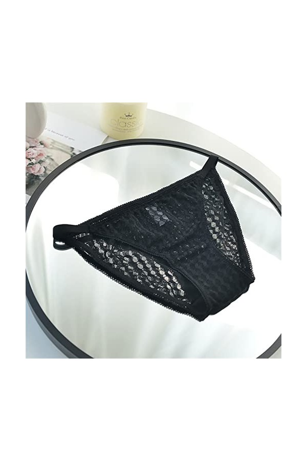 MULANY Femme Slips 3 pièces Sexy Dentelle sous-vêtements Femmes Plaid Culotte Femme Respirant Slips Coton Entrejambe Lingerie