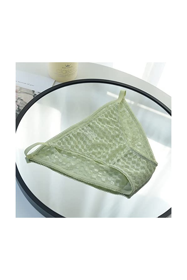 MULANY Femme Slips 3 pièces Sexy Dentelle sous-vêtements Femmes Plaid Culotte Femme Respirant Slips Coton Entrejambe Lingerie