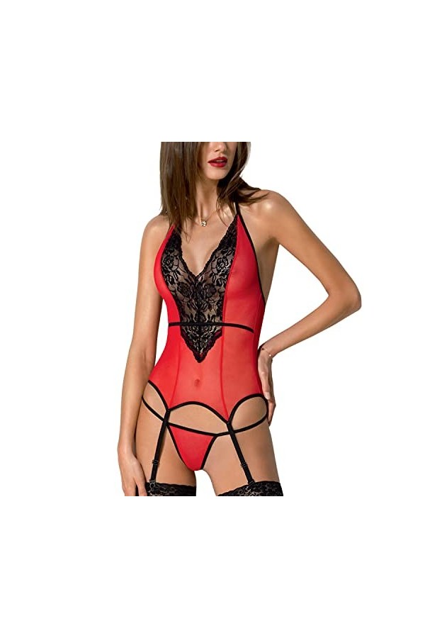 Passion Corset Sexy Et Séduisant Peonia Corset, Rouge,S-M