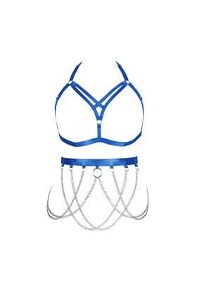 JMMHSS Harnais de corps Punk taille plus pour femmes Lingerie gothique porte-jarretelles ensemble cadre à bretelles évider Ha