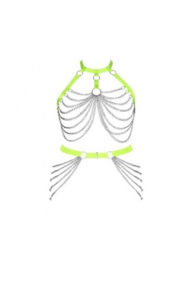 JMMHSS Ensemble de harnais de corps pour femmes grande taille évider réglable Festival de danse gothique Rave Rouge 