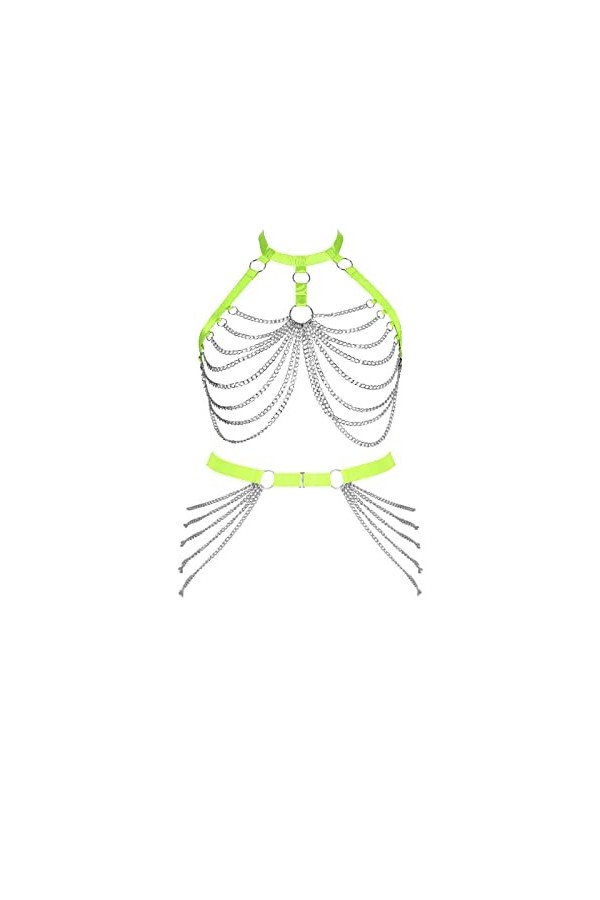 JMMHSS Ensemble de harnais de corps pour femmes grande taille évider réglable Festival de danse gothique Rave Rouge 