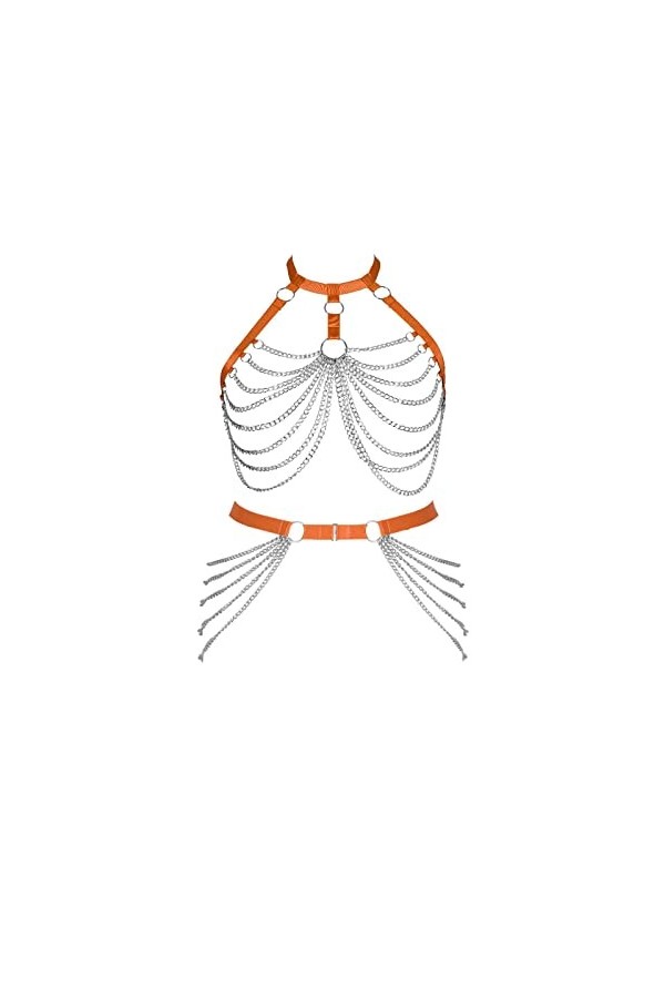 JMMHSS Ensemble de harnais de corps pour femmes grande taille évider réglable Festival de danse gothique Rave Rouge 