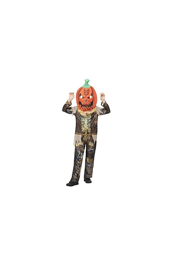 Smiffys Costume dépouvantail citrouille 56442M pour garçon, orange et marron, taille M 7-9 ans