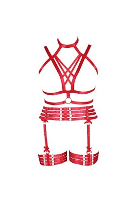 JMMHSS Ensemble de Soutien-Gorge Harnais Grande Taille Porte-Jarretelles Style Gothique Punk Taille Douce et élastique ajusté