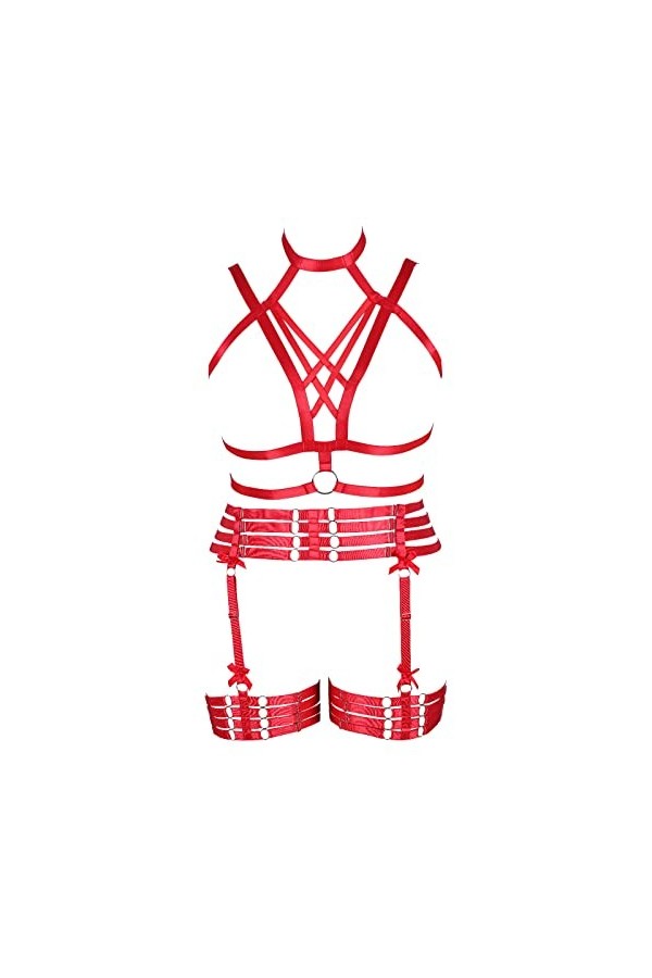 JMMHSS Ensemble de Soutien-Gorge Harnais Grande Taille Porte-Jarretelles Style Gothique Punk Taille Douce et élastique ajusté