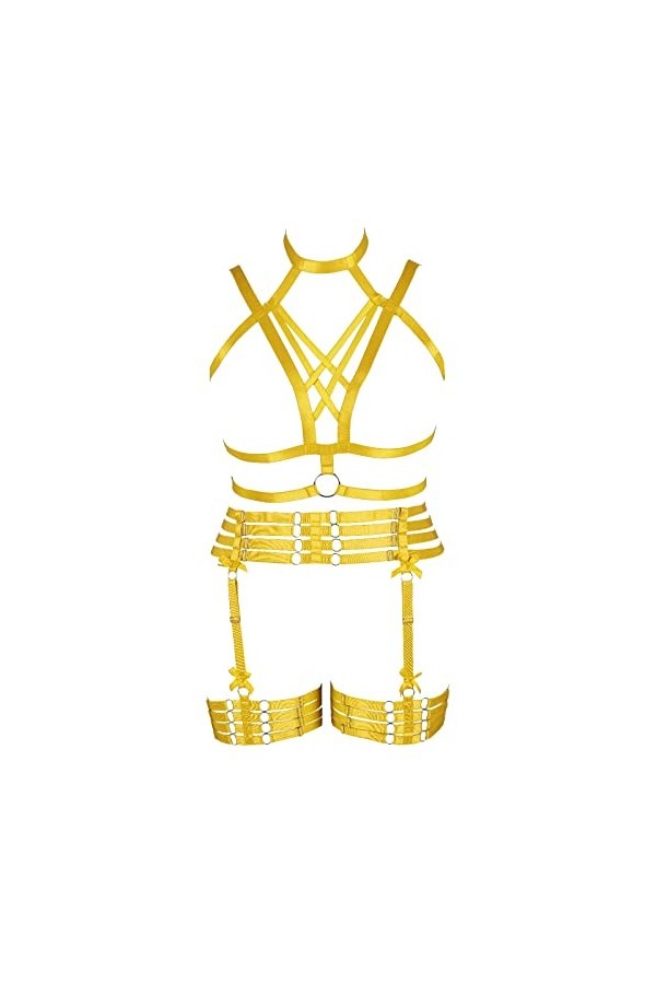 JMMHSS Ensemble de Soutien-Gorge Harnais Grande Taille Porte-Jarretelles Style Gothique Punk Taille Douce et élastique ajusté