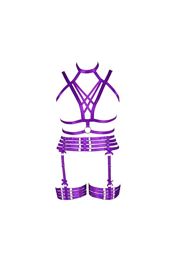 JMMHSS Ensemble de Soutien-Gorge Harnais Grande Taille Porte-Jarretelles Style Gothique Punk Taille Douce et élastique ajusté