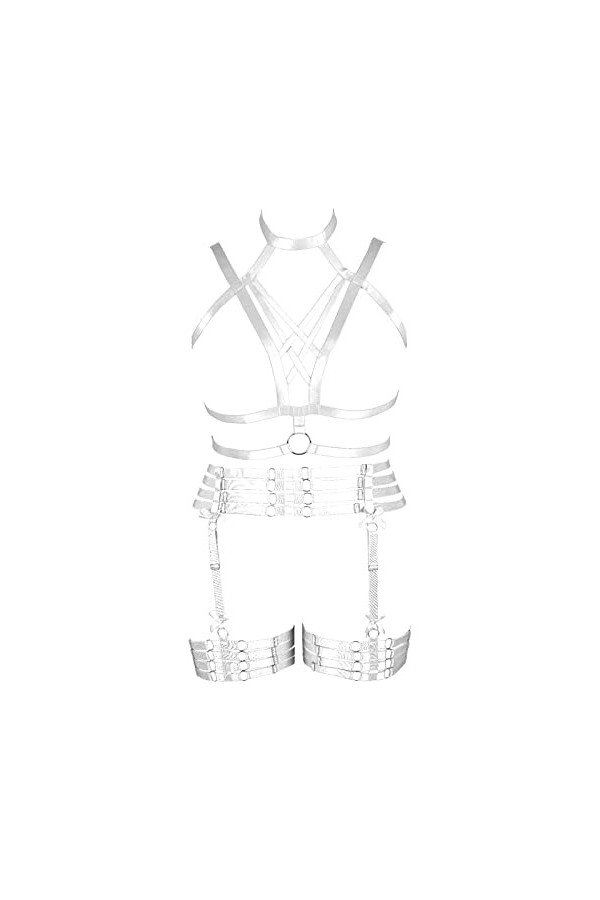 JMMHSS Ensemble de Soutien-Gorge Harnais Grande Taille Porte-Jarretelles Style Gothique Punk Taille Douce et élastique ajusté