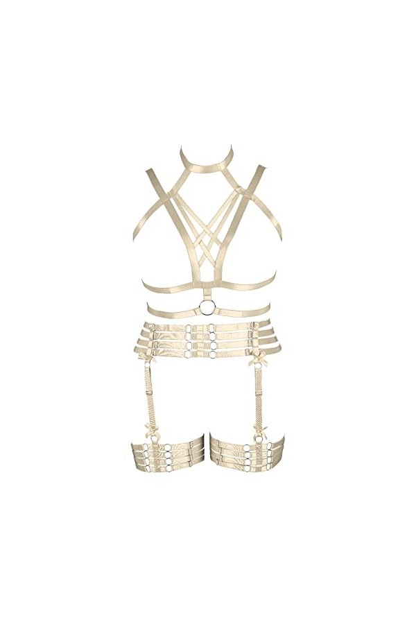 JMMHSS Ensemble de Soutien-Gorge Harnais Grande Taille Porte-Jarretelles Style Gothique Punk Taille Douce et élastique ajusté