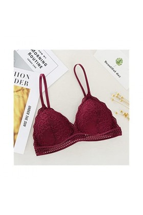 PBLCYUT Souponières en Dentelle Profonde V Deep V for Femmes sans Fil Push up Bra Fix Comfort Underwear Sexy Lingerie French 
