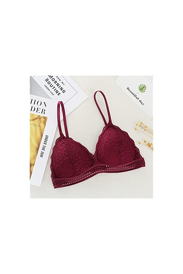 PBLCYUT Souponières en Dentelle Profonde V Deep V for Femmes sans Fil Push up Bra Fix Comfort Underwear Sexy Lingerie French 