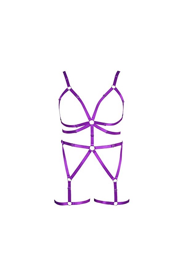 JMMHSS Grande Taille Harnais de Corps Soutien-Gorge Ensemble de Lingerie pour Femmes Punk Gothique Porte-Jarretelles Festival