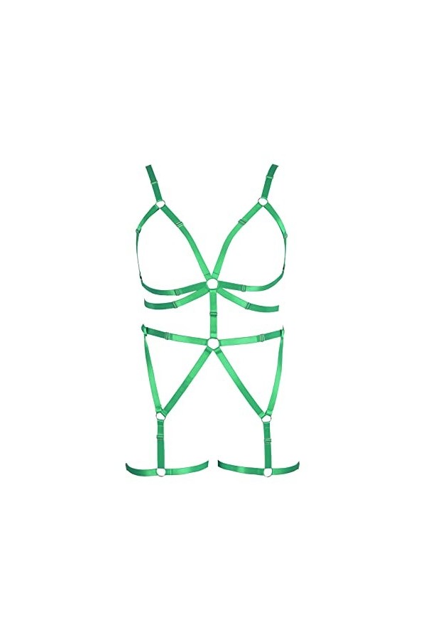 JMMHSS Grande Taille Harnais de Corps Soutien-Gorge Ensemble de Lingerie pour Femmes Punk Gothique Porte-Jarretelles Festival