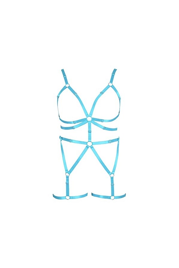 JMMHSS Grande Taille Harnais de Corps Soutien-Gorge Ensemble de Lingerie pour Femmes Punk Gothique Porte-Jarretelles Festival