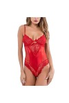 UIVHLW Lingerie Boudoir Costumes À Col en V Grande Taille en Dentelle À Travers Les Vêtements en Maille pour Femmes