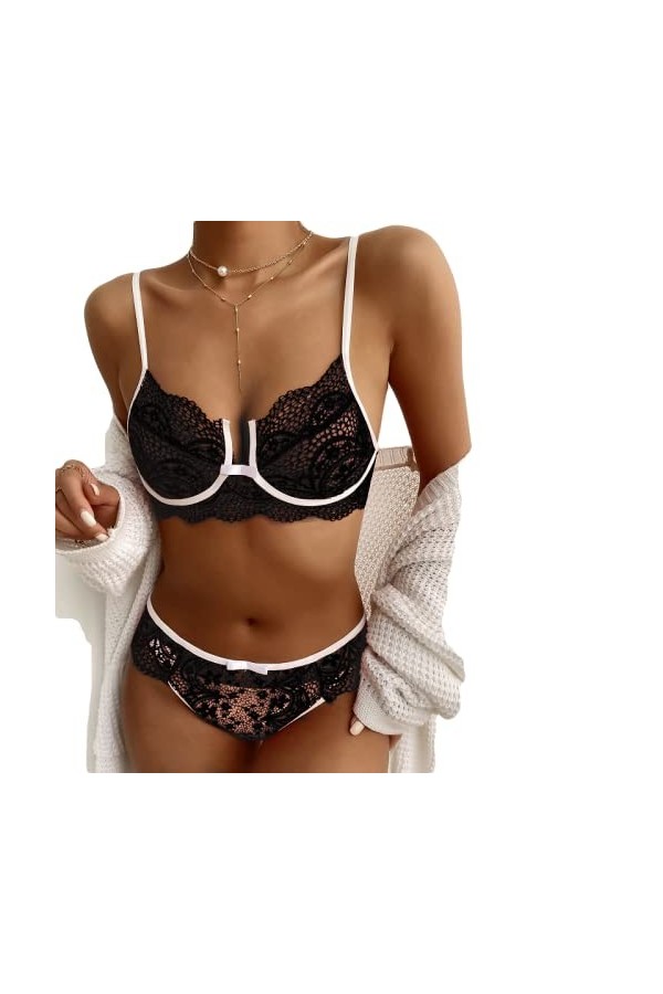 UIVHLW Nuisette Femme Dentelle Transparente Grande Taille Procédé Jacquard Vêtements Femme