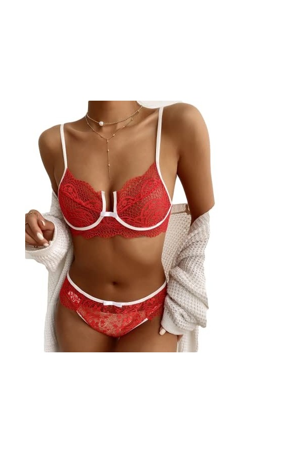 UIVHLW Nuisette Femme Dentelle Transparente Grande Taille Procédé Jacquard Vêtements Femme