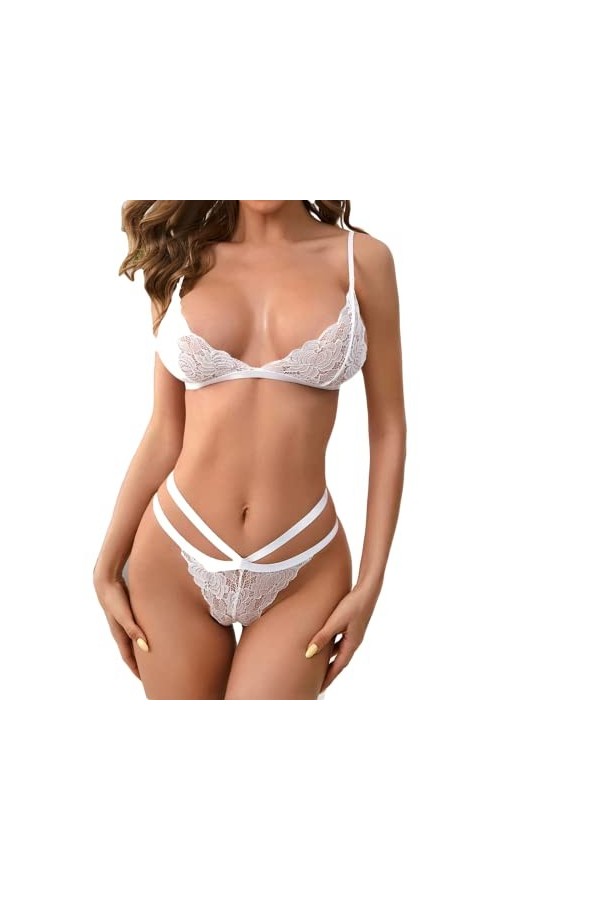 UIVHLW Nuisette Boudoir Hollow Out Ensemble De sous-Vêtements pour Femmes Vêtements en Maille De Dentelle en Perspective