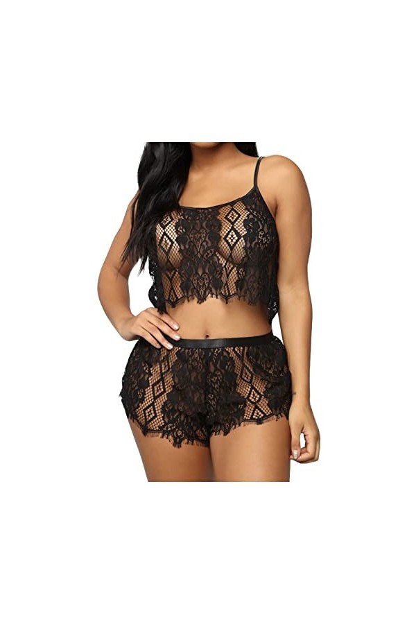 UIVHLW Lingerie Boudoir Perspective Lace Mesh Plus Size Sleepwear Robes De sous-Vêtements pour Femmes