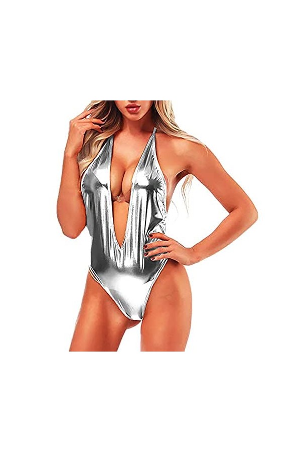 UIVHLW Lingerie Femme sous-Vêtements pour Femmes Temptation Deep V Backless Halter Clothes