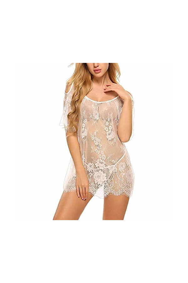 UIVHLW Lingerie Femme Robe De Nuit en Maille À Épaules Dénudées pour Femmes