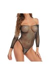 UIVHLW Lingerie Corset À Épaules Dénudées Nuisette pour Femme Voir À Travers des sous-Vêtements en Maille