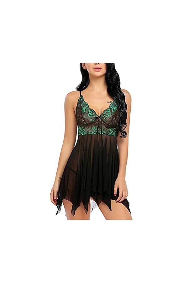 UIVHLW Lingerie Robe De Nuit en Dentelle Fleurie Womens Nightie V-Cou Tops sans Manches