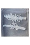 HEIMP Belle jarretière de Mariage Douche Nuptiale mariée Souvenir Ivoire Dentelle Floral Strass Arc Femmes Dames jarretière P
