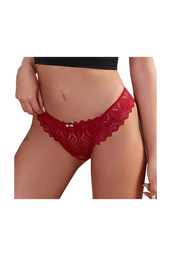 Dasongff String Femme Sexy Chic Dentelle String Ficelle Culotte Taille Basse Belle Fesses G-String Tangas Sensuelle Creuses R