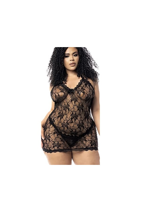 Mapalé by Espiral Mapale Nuisette avec string assorti pour femme, Noir, L/XL