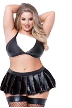 Top Totty Nadmi Ensemble soutien-gorge et jupe pour femme, jeu de rôle érotique Dominatrix coquine, déguisement éducatif pour