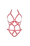 JMMHSS Ensemble de harnais de lingerie élastique pour femme avec jarretelles en cage pour grande taille Rose rouge 