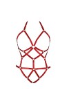 JMMHSS Ensemble de harnais de lingerie élastique pour femme avec jarretelles en cage pour grande taille Rose rouge 