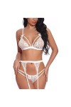 UIVHLW Coquinelingerie Ensemble De sous-Vêtements pour Femmes en Maille De Dentelle Transparente Grande Taille