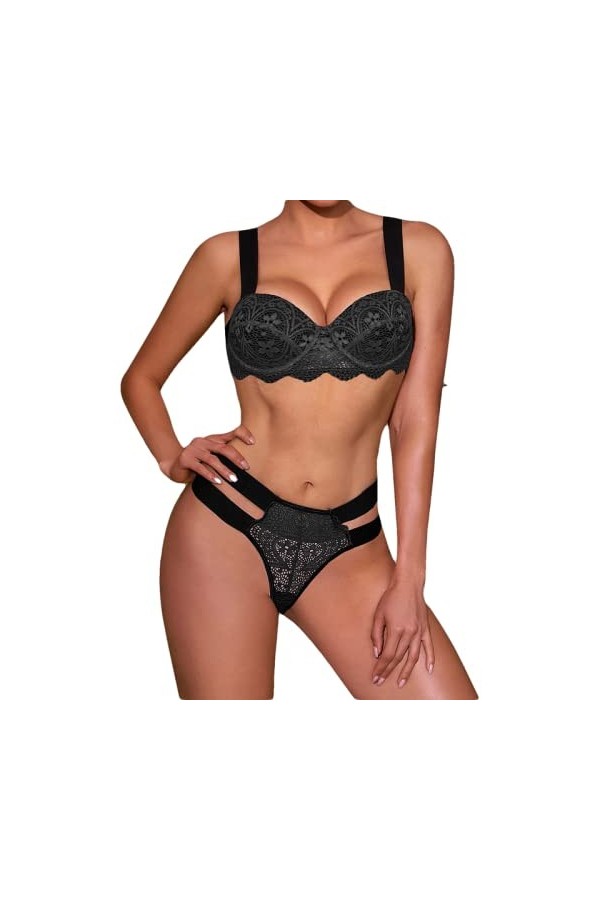 UIVHLW Coquinelingerie Femmes Ensembles Soutiens-Gorge À Travers La Dentelle Évider Corset Vêtements