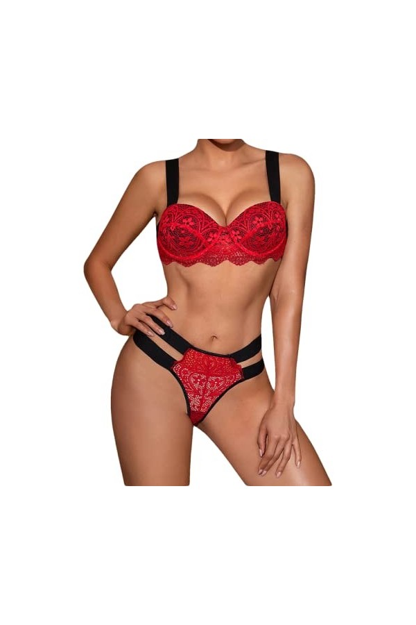 UIVHLW Coquinelingerie Femmes Ensembles Soutiens-Gorge À Travers La Dentelle Évider Corset Vêtements