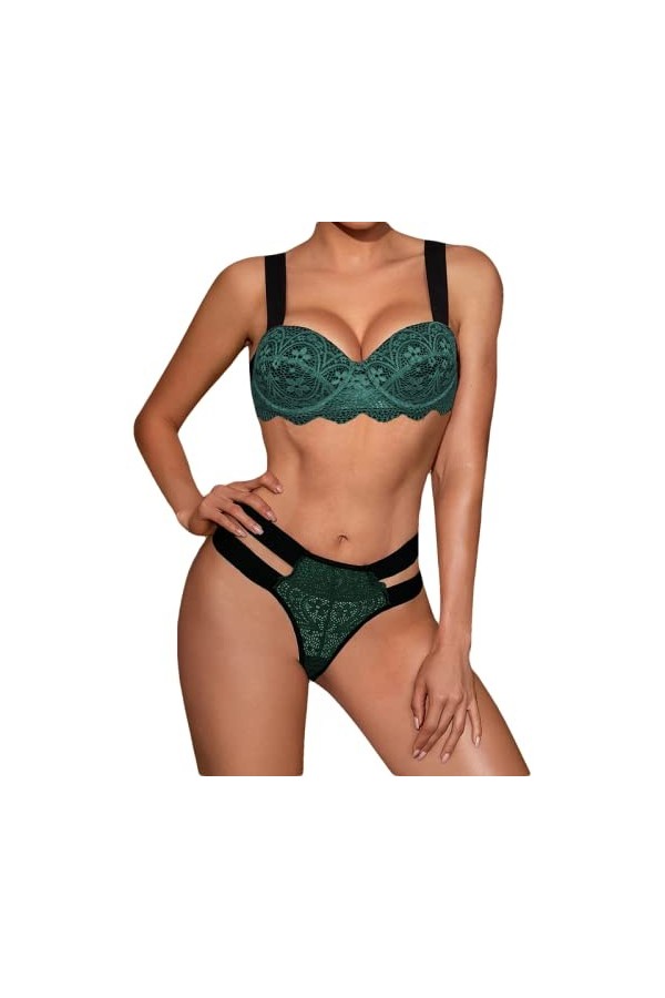 UIVHLW Coquinelingerie Femmes Ensembles Soutiens-Gorge À Travers La Dentelle Évider Corset Vêtements