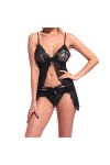 WDZOWU Nuisettes Et Deshabilles Sexy Lingerie Sexy Femmes Robe en Dentelle, Noir, 3XL