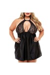 UIVHLW Lingerie Femme Costumes en Dentelle Transparente Teddy Robes Dos Nu Grande Taille