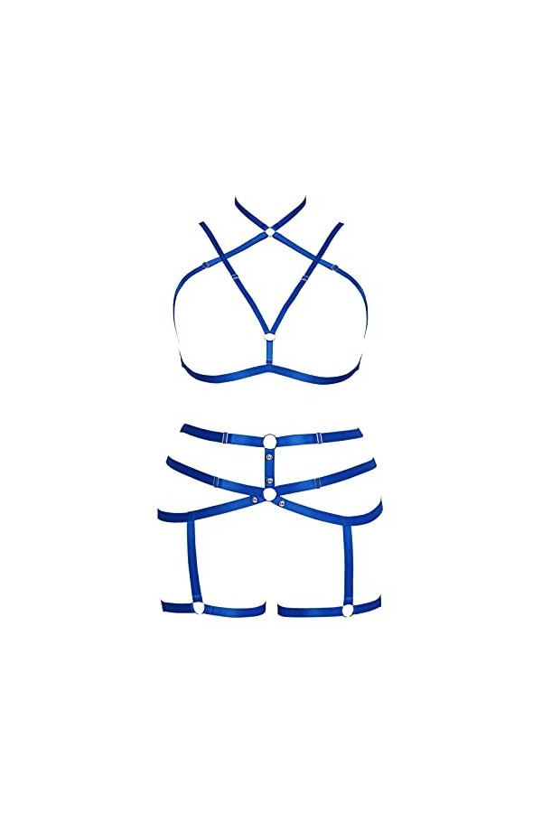 JMMHSS Harnais de Corps Grande Taille pour Femmes Ensemble de Porte-Jarretelles à lanières Ajuster Gothique Punk Art Porter é