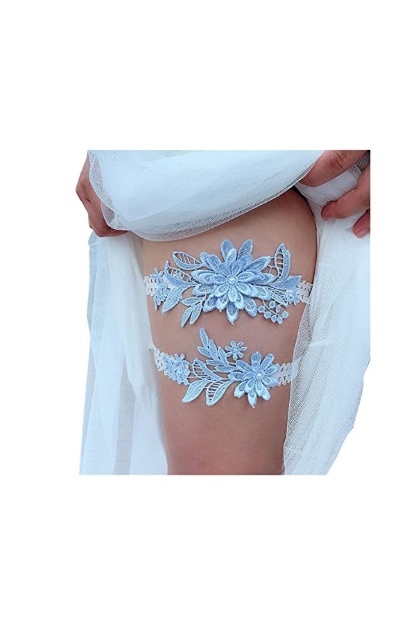 ZZSRJ Bilitante de Lacets de Lacets Bague Jarretière de Mariage 2 pièces Courroie Jarretière à la Mode Sexy Bridal Cuiselle C