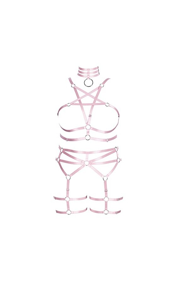 Harnais complet de grande taille pour femme, style punk, gothique, lingerie cage porte-jarretelles grande taille, ensemble so
