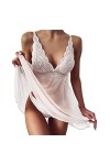 UKKO sous-Vêtements Sexy Femmes Accessoires sous-Vêtements Bretelles Dentelle Robe Transparente Pyjamas Lingerie-Red,XL