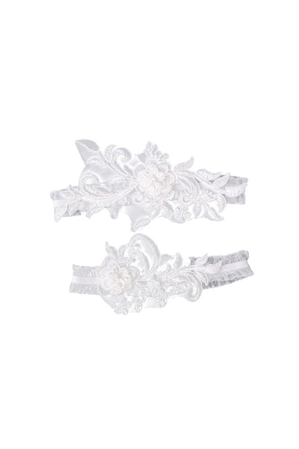 ifundom 2 Pièces Porte-Jarretelles Jarretière Fleur Jarretière De Mariage Jarretière De Mariée Ceinture Blanche Européen Et A