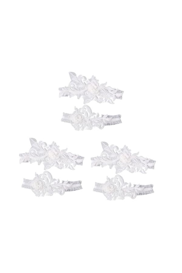ifundom 2 Pièces Porte-Jarretelles Jarretière Fleur Jarretière De Mariage Jarretière De Mariée Ceinture Blanche Européen Et A