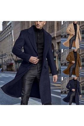 Mymyguoe Manteau Homme Business Manteau Laine Chaud Hiver Manteau Longues Vestes Coupe-Vent Manteau Décontracté Vêtements de