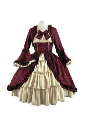 Robe de couleur contrastée pour femme - Manches courtes - Couleur unie - Laçage sexy - Robe vintage - Uchiha - Itachi - Costu