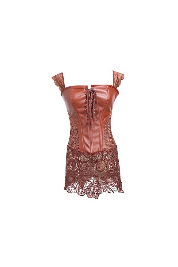 AJGRHE Ensemble Lingerie Jarretelles Sexy Dentelle Corset Court sans Manches sous-VêTements Sexy Dos Dames Robe Dentelle Jupe