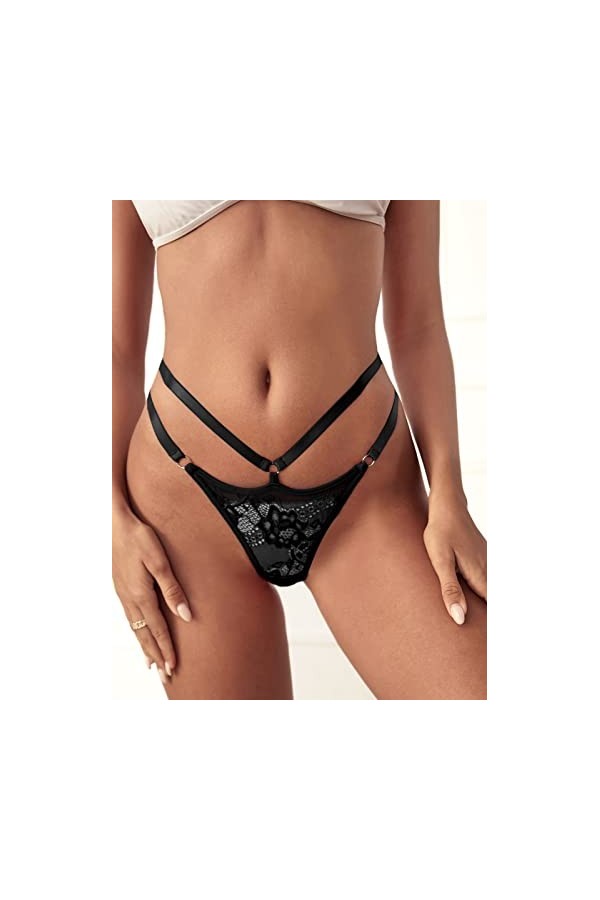 MULANY Femme Slips 3 pièces Taille Basse Tongs Femmes Sexy Maille Culotte sans Couture Perspective G-String Dentelle caleçons